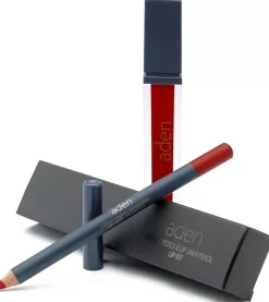 Aden Liquid Lipstick + Lipliner Pencil Set Cerise 10