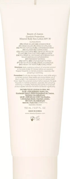 Beauty of Joseon Comfort Protection Mineral Body Sun Lotion SPF30 Face & Body 150 ml