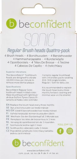Beconfident Twin pack Beconfident Sonic tootbrush heads. Black