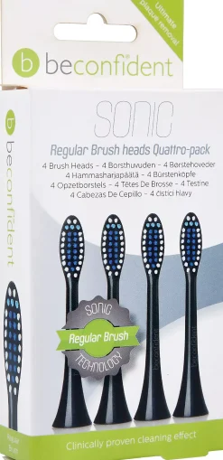 Beconfident Twin pack Beconfident Sonic tootbrush heads. Black