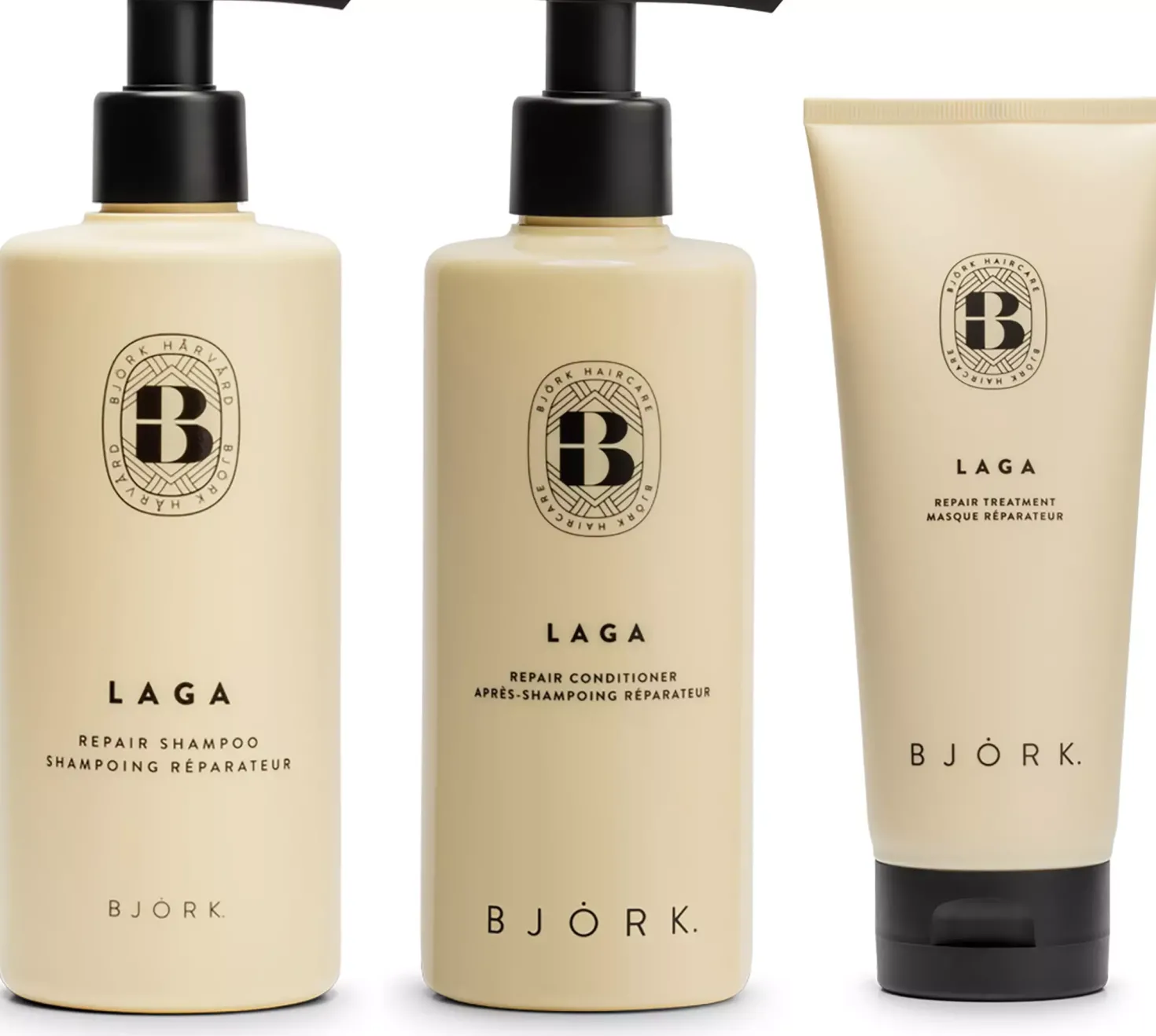 BjörkLAGA Bundle Shampoo 300 ml & Conditioner 250 ml & Repair Treatment 200 ml