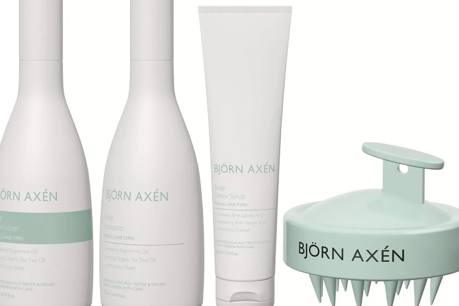 Björn Axén Scalp Bundle Shampoo 250 ml & Conditioner 250 ml & Detox Scrub 150 ml & Scalp Brush