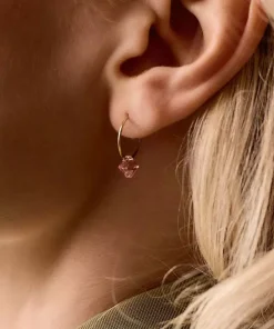 BlomdahlGolden Titanium Ear Ring 14 mm, Bicone 6 mm Light Rose