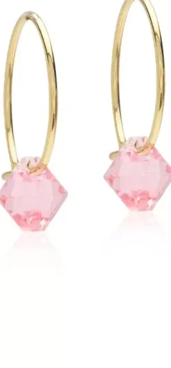 BlomdahlGolden Titanium Ear Ring 14 mm, Bicone 6 mm Light Rose