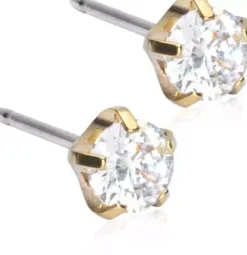 BlomdahlGolden Titanium Tiffany Precious, CZ White 5 mm