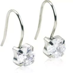 Blomdahl Natural Titanium Pendant Tiffany 7mm CZ White