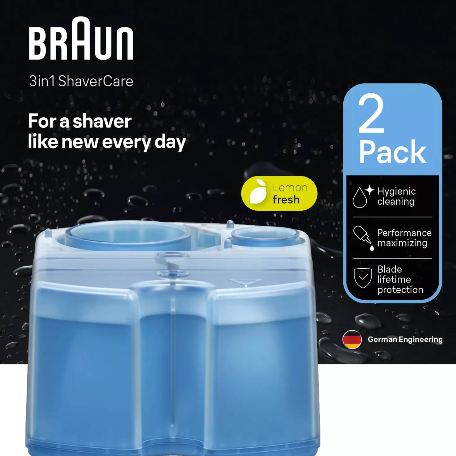 Braun 3in1 ShaverCare SmartCare Center Refill Cartridges Hygienic Cleaning 4 Pack 4 stk