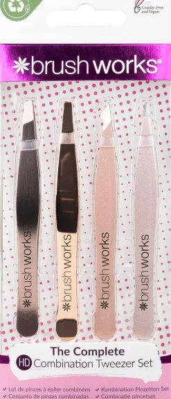 Brushworks HD Combination Tweezer Set Gold