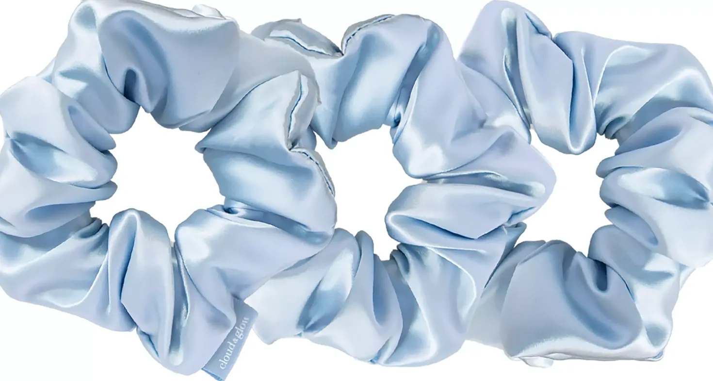 Cloud & Glow Silk Scrunchies 4 cm Sky Blue