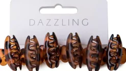 DazzlingHår 6-pack clips med klämmor bruna