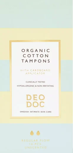 DeoDoc Organic Cotton Tampons Super Flow 14 Pcs L
