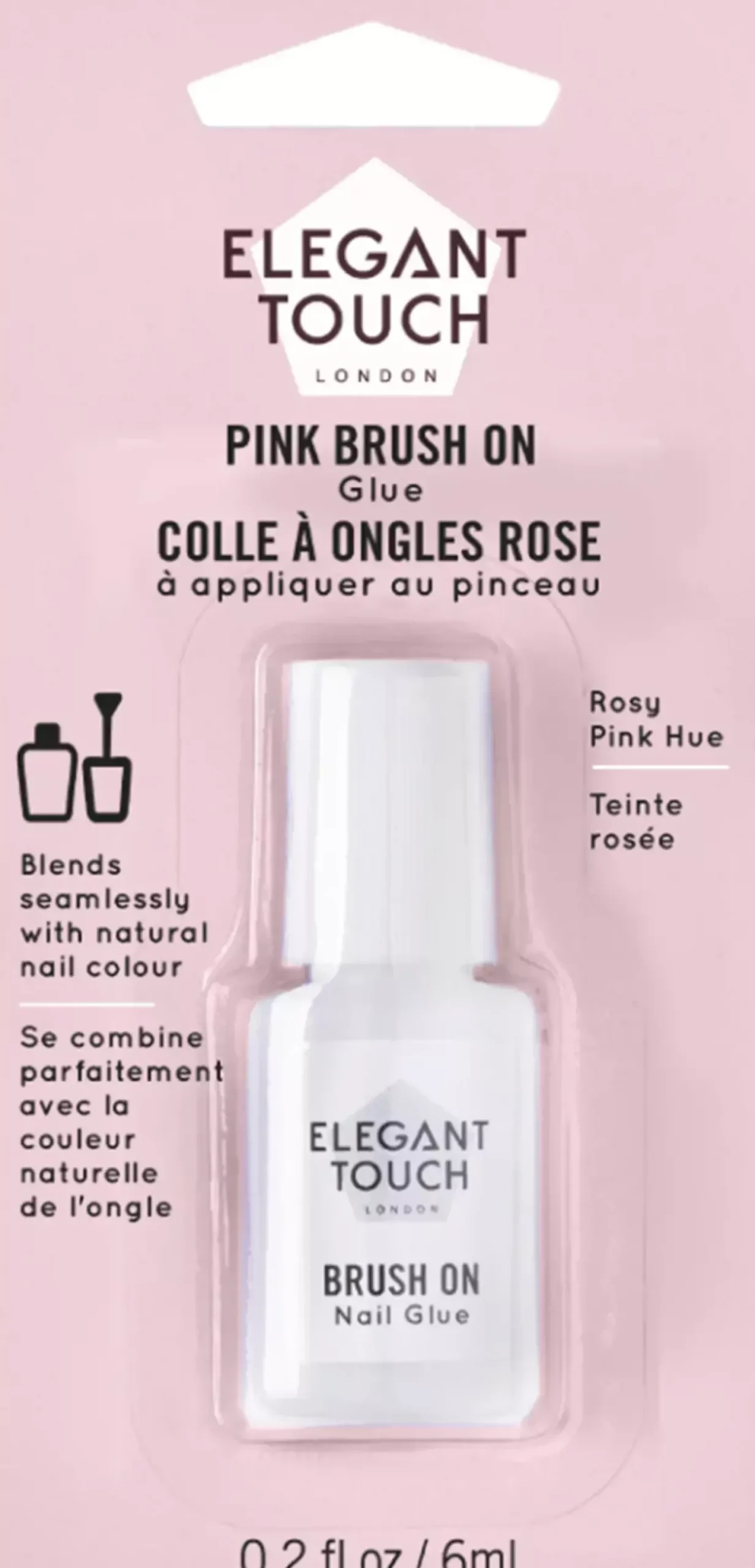 Elegant Touch Pink Brush On Nail Glue