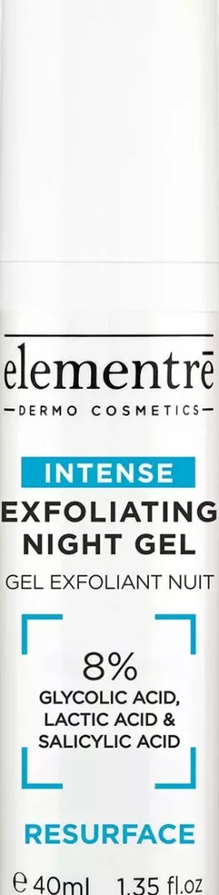 elementrē Exfoliating Night Gel 8% Glycolic, Lactic, Salicylic Acids 40 ml