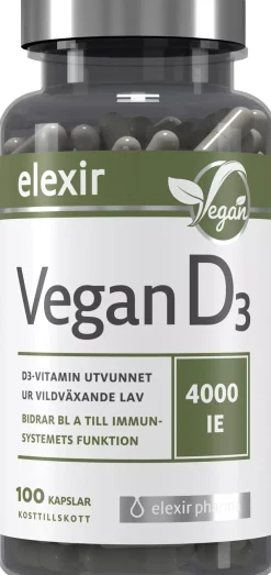 Elexir Pharma D3 Vitamin Vegan 4000IE 100 stk