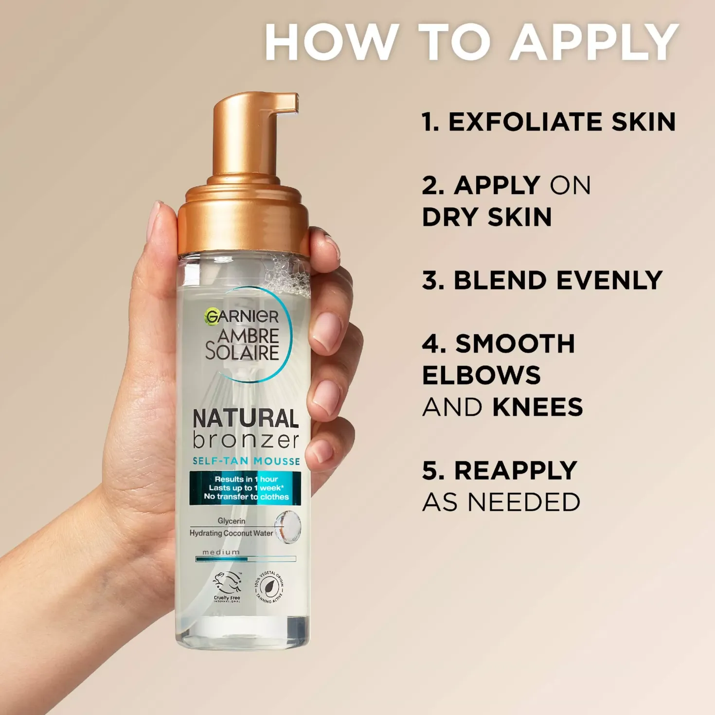 GarnierAmbre Solaire Natural Bronzer Self-Tan Mousse For Normal Skin Medium 200 ml