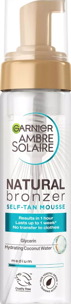 GarnierAmbre Solaire Natural Bronzer Self-Tan Mousse For Normal Skin Medium 200 ml