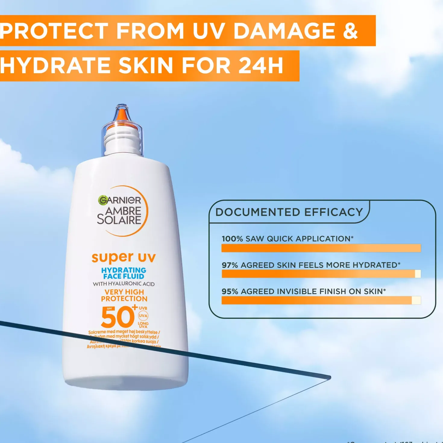 GarnierAmbre Solaire Super UV Hyaluronic Acid Hydrating Fluid SPF50+ for Normal Skin 40 ml