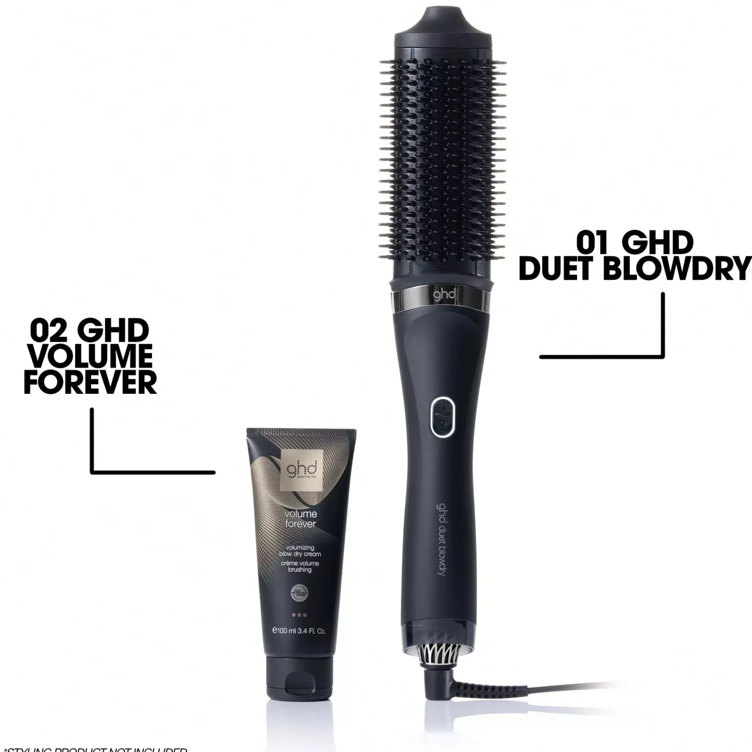 ghd Duet Blow Dry - 2-in-1 Hair Dryer Brush Black
