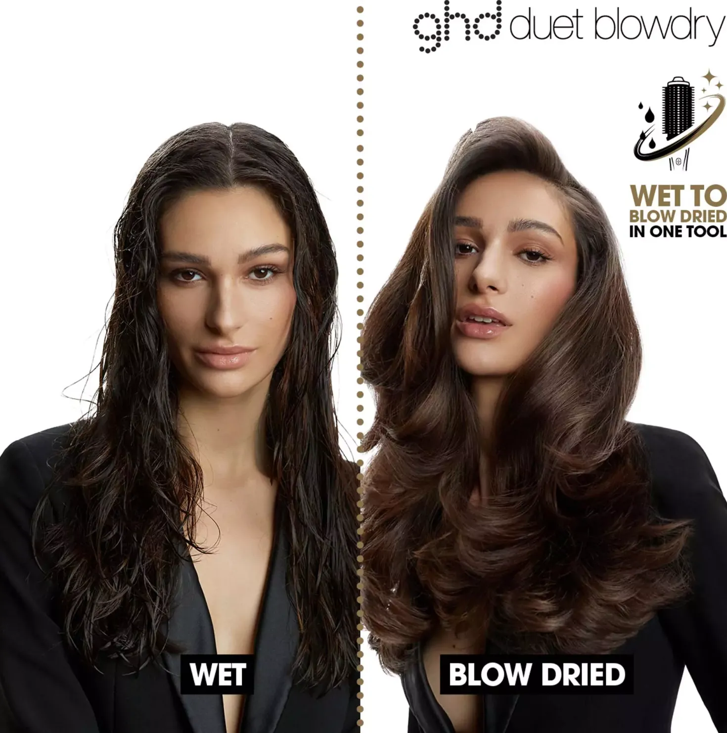 ghd Duet Blow Dry - 2-in-1 Hair Dryer Brush Black