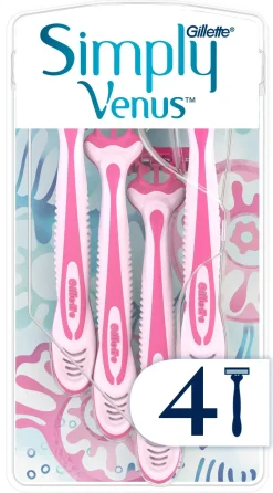Gillette Venus Simply Venus 3 Disposable Razors Pack Of 4 16 stk