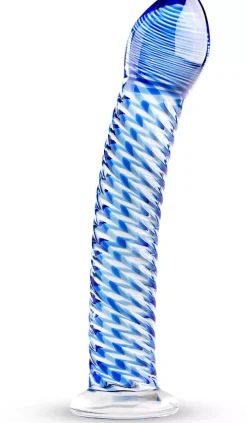 Gläs Blue Swirl Textured Sensual Glass Dildo