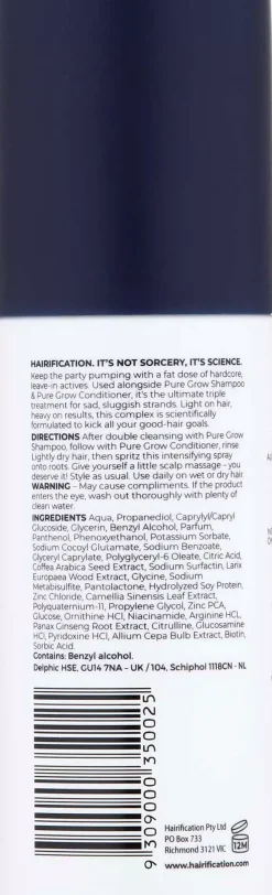 HairificationPure Grow Leave-In Growth Intensifying Spray 150 ml