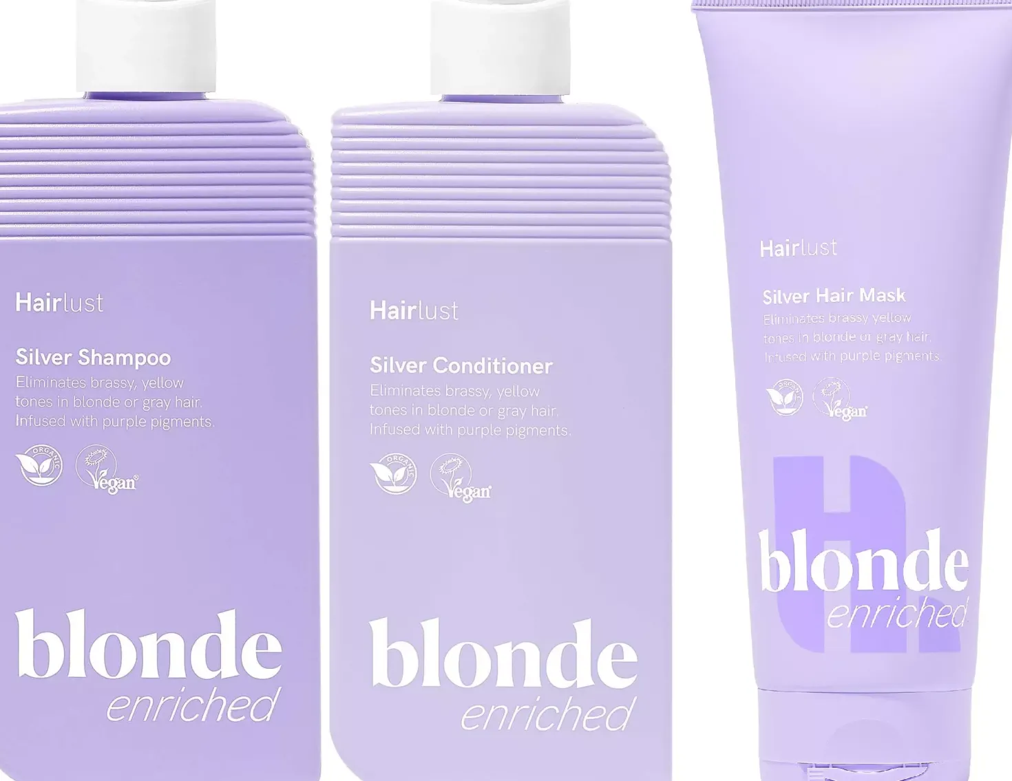 HairlustEnriched Blonde Bundle Silver Shampoo 250 ml & Conditioner 250 ml & Hair Mask 200 ml