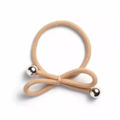 Ia Bon Hair Tie With Gold Bead Neon Pink