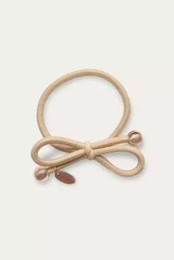 Ia Bon Hair Tie With Gold Bead Soft Cream