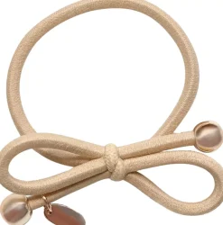 Ia Bon Hair Tie With Gold Bead Soft Cream
