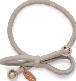Ia Bon Hair Tie With Gold Bead Taupe