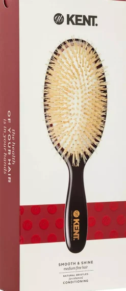 Kent Brushes Classic Shine Medium Soft White Pure Bristle Hairbrush