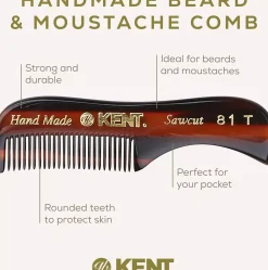 Kent Brushes Extra Small Hand made Mustash Beard Comb