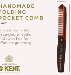 Kent Brushes Handmade Mens Large Folding Pocket Comb Fine