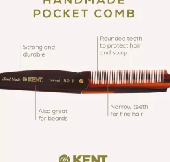 Kent Brushes Handmade Mens Large Folding Pocket Comb Fine