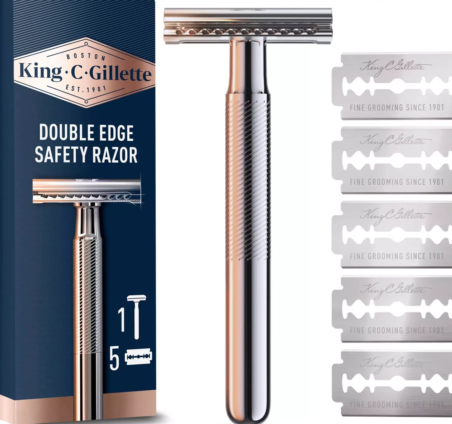 King C. Gillette Dubbeleggad Säkerhetshyvel För Män 5 Rakblad