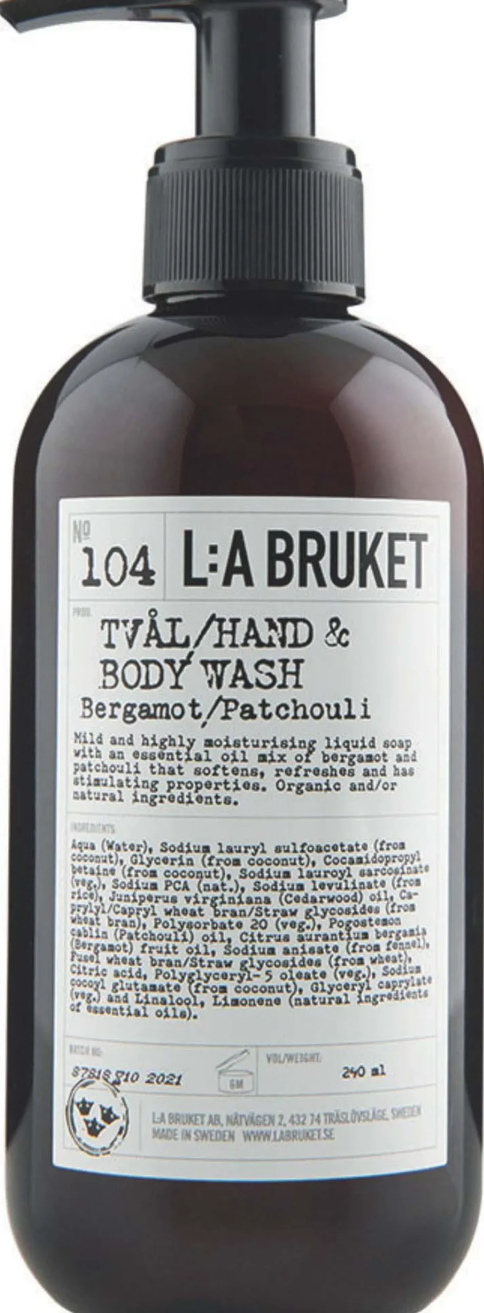 L:a Bruket Hand & Body Wash 104 Bergamot/Patchouli 240 ml