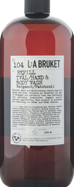 L:a Bruket Hand & Body Wash 104 Refill Bergamot/Patchouli 1000 ml