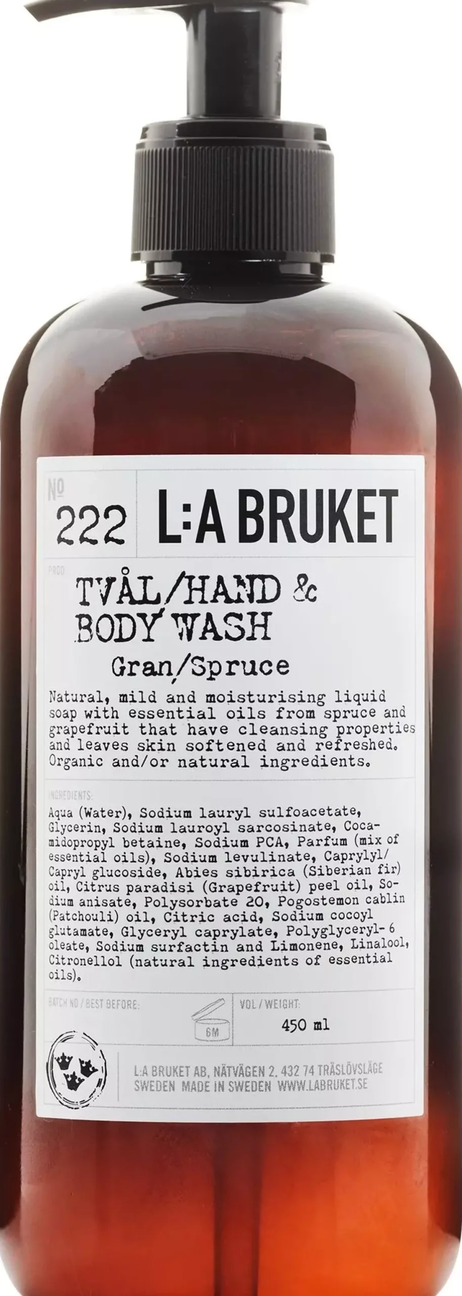 L:a Bruket Hand & Body Wash 222 Spruce 450 ml