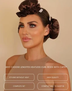 Lenoites Heatless Curling Rods with Caps 3-Pack Set Brown
