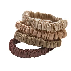Lenoites Mulberry Silk Skinny Scrunchies Beige, Light Brown
