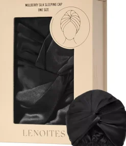 Lenoites Mulberry Silk Sleeping Cap Black