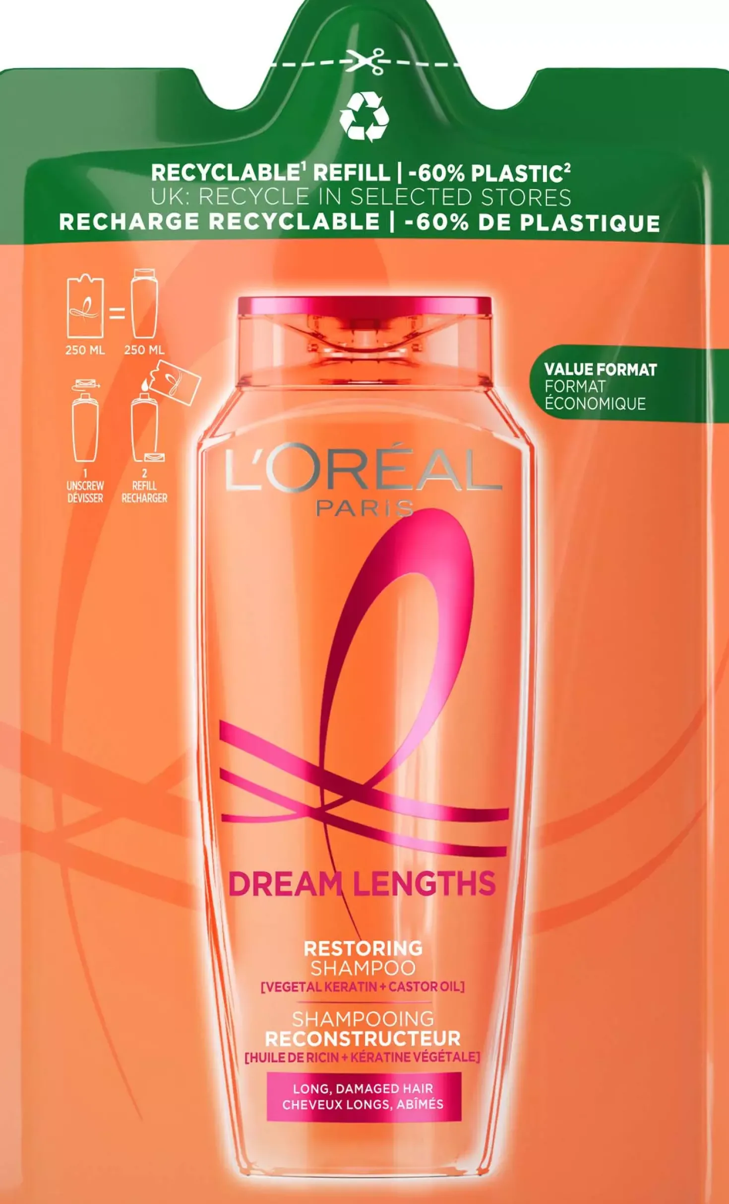 Loreal ParisElvital Dream Length Restoring Shampoo Refill 250 ml