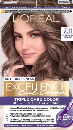 Loreal ParisExcellence Cool Creme Triple Care Color 7,11 Ultra Ash Blond