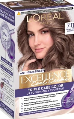 Loreal ParisExcellence Cool Creme Triple Care Color 7,11 Ultra Ash Blond