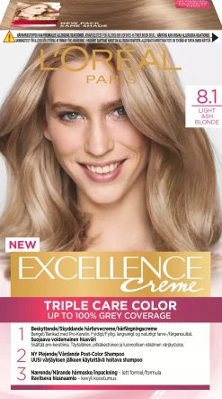 Loreal ParisExcellence Crème Triple Care Color 8,1 Light Ash Blonde