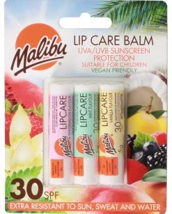 Malibu Spf 30 Lip Balm Assorted Flavours 3 Pack
