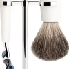 Mühle Liscio Set Razor Fusion™ + Shaving Brush High-Grade Resin White Pure Badger