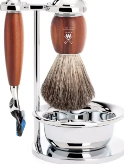 MühleVivo Shaving Set Plum Wood Pure Badger Fusion