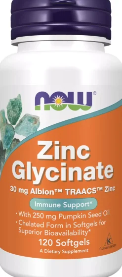 NOW Zinc Glycinate 30 Mg 120 stk